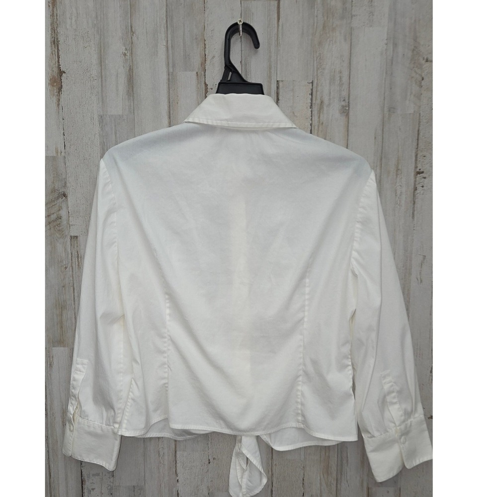 Carlisle size 8 Button Shirt Top Blouse 3/4 sleeve Stretch Tie Front - Picture 4 of 4